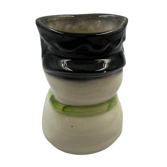 Vintage Hand Painted Ceramic Snowman Container Vase Jar Kitsch Cute Winter - Picture 2 of 10